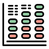Spreadsheet software showing rows and columns of data vector