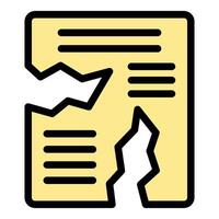 Yellow document torn into pieces icon representing data loss vector