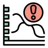 Business chart showing critical error with exclamation point vector