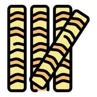 Four wafer rolls presenting different textures vector