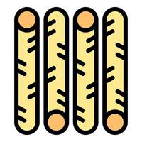Four breadsticks standing up in yellow color icon vector