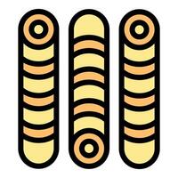 Three round wafer rolls with filling forming a row vector