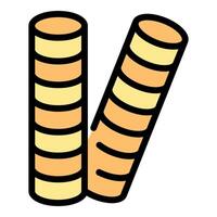 Two crunchy wafer rolls lying side by side vector
