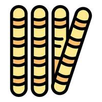 Four breadsticks with sesame seeds icon for bakery or italian restaurant menu vector