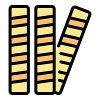 Crispy wafer rolls pack with filling lying on white background vector