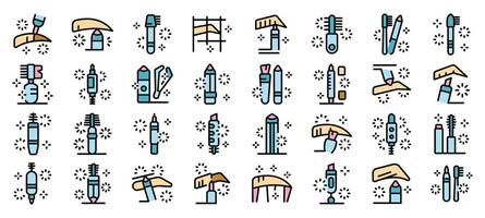 Set of eyebrow tattooing and shaping tools icons vector
