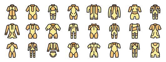 Different types of orthopedic corsets are helping to correct posture vector