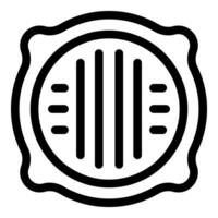 Black outline icon of a round manhole cover with holes and a square frame vector