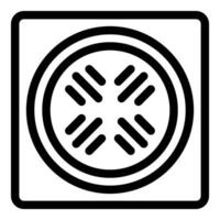 Square sewer grate with circular pattern icon vector