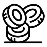 Tire fitting showing tread and rim detailing line icon vector