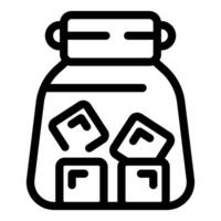 Glass jar containing ice cubes for refreshing drinks vector