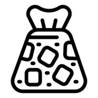 Line icon style illustration of a bag of ice cubes being used for an injury vector