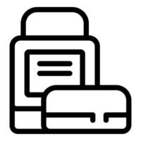 Line icon style illustration of a credit card being processed by a payment terminal vector