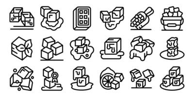 Ice cube cocktail icons set. Set of ice cubes icons showing melting ice cubes and ice cube trays vector