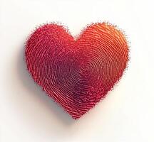 Unique heart shape created from vibrant fingerprint patterns showcasing love and individuality photo