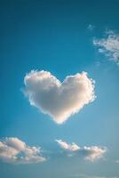 Heart shaped cloud in a clear blue sky during a sunny afternoon photo