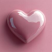 Shiny pink heart decoration on a soft pastel background for Valentines Day celebration photo