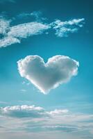 Heart shaped cloud in a clear blue sky during a sunny afternoon photo