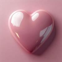 Shiny pink heart decoration on a soft pastel background for Valentines Day celebration photo