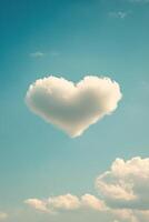 Heart shaped cloud in a clear blue sky during a sunny afternoon photo
