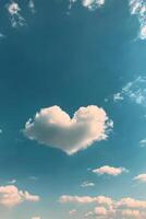 Heart shaped cloud in a clear blue sky during a sunny afternoon photo