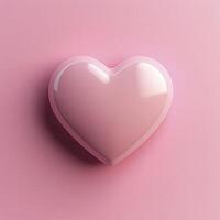 Shiny pink heart decoration on a soft pastel background for Valentines Day celebration photo