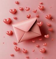 Letters filled with love and hearts floating above on a soft pink background photo