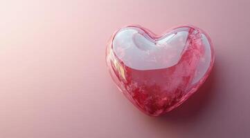 A glossy pink heart on a soft pink background, exuding warmth and romance photo