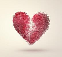 Unique heart shape created from vibrant fingerprint patterns showcasing love and individuality photo