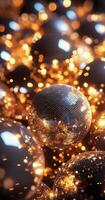 Shimmering disco balls reflecting light in an artistic arrangement during a vibrant event photo
