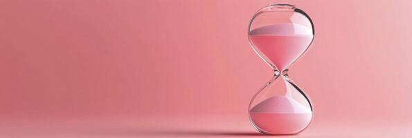 Elegant pink hourglass on a soft pastel background showcasing the passage of time photo