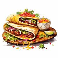 A drawing of two mexican burritos on a wooden board photo
