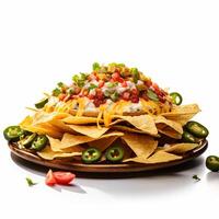 Nachos with cheese, salsa and jalapenos photo
