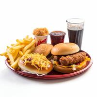 A plate of food with a drink on it photo