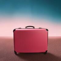Classic suitcase isolated on minimalist background photo