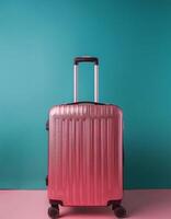 Classic suitcase isolated on minimalist background photo