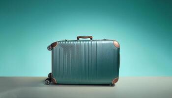 Classic suitcase isolated on minimalist background photo