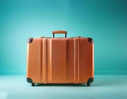 Classic suitcase isolated on minimalist background photo
