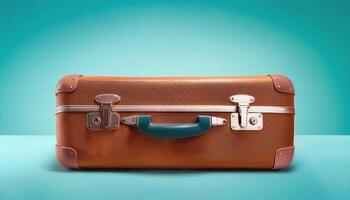 Classic suitcase isolated on minimalist background photo