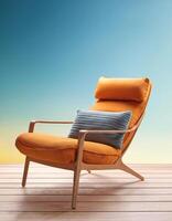 Lounge chair with simple cushions isolated on bright background photo