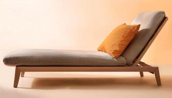 Lounge chair with simple cushions isolated on bright background photo