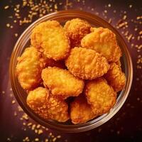 A bowl of fried chicken nuggets photo