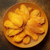 Dried fish on a plate on a dark background photo