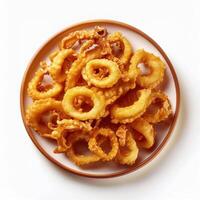 Fried squid rings on a plate photo