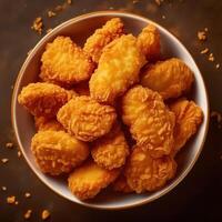 A bowl of fried chicken nuggets photo