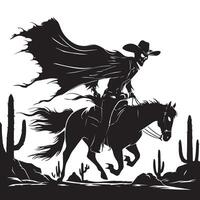 A silhouette of a man riding a horse in the desert vector