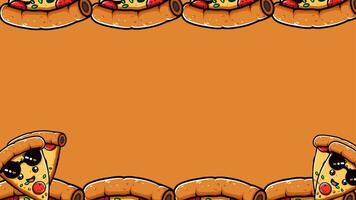 Cute pizza frame with copy space, 2d looping animation video