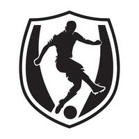 Soccer player in the middle of a shield vector