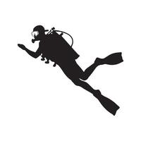 A silhouette of a scuba diver on a white background vector