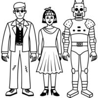 Group of people dressed up for Halloween created with technology vector
